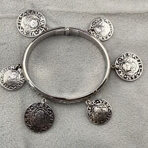 Vintage Whiting And Davis Bracelet Signed Alban Coin Silver Tone 6"